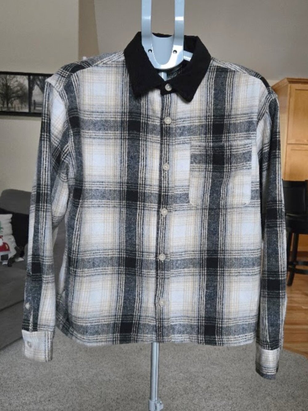 Brooklyn Cloth small plaid flannel boxy fit oversized button down shirt jacket